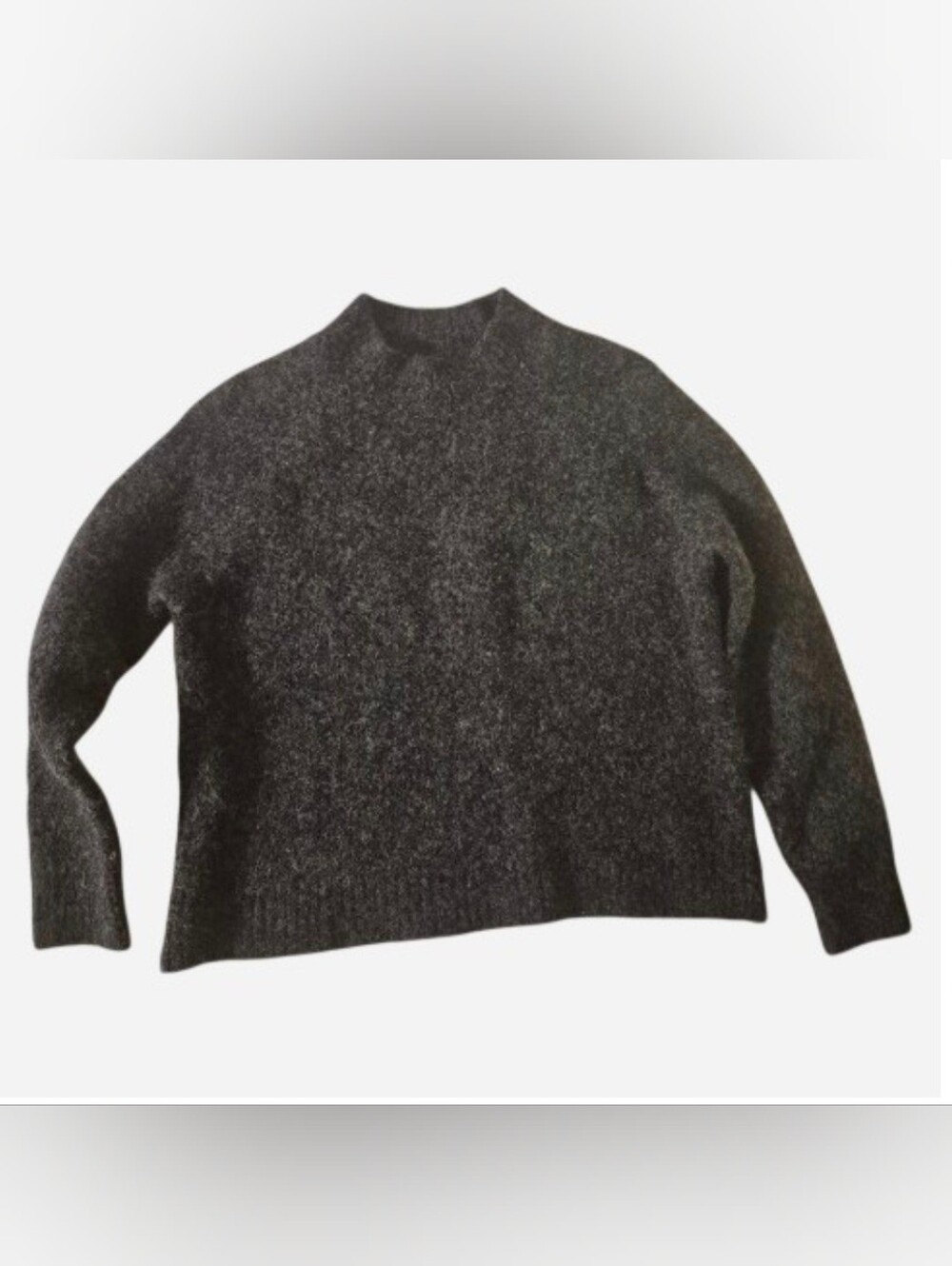 Banana Republic Gray Cropped Wool Blend Mock Neck Sweater Boxy Medium M